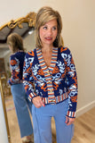 THML Cardigan Navy Print