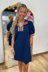 The Effortless Striped Detail Dress Navy