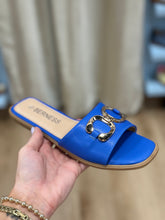 Venus Slide Sandal w Chain Accent Royal Blue