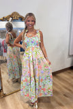 Garden Dream Multi Print Tiered Tie Shoulder Maxi Dress
