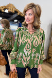 Umgee Abstract Blouse Olive