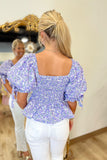 Flower Power Top Smocked Purple