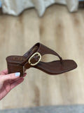 Shushop Elodie Block Heel Thong Sandal Brown