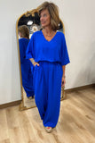 Evening Out V Neck Jumpsuit Royal