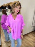 Airflow Collar Tee Bright Mauve