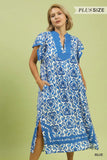 Umgee Abstract Paisley Dress Blue
