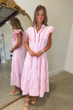 Umgee Cotton Candy Scalloped Midi Dress