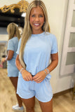 Sky Blue Ribbed Short Set