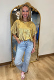 Dress It Up Top Metallic Gold
