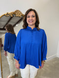 Satin Finish Blouse Blue