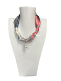 Scarf Charm Necklace Pearl Pink Gray