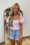 Petal Puff Crop Top Pink