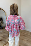 Damask Ballon Sleeve Blouse Woodrose