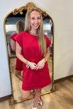 Jersey Drawstring Waist Dress Red