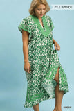 Umgee Abstract Paisley Dress Green
