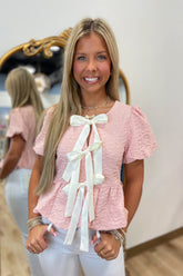 Dollhouse Dream Textured Top Peach