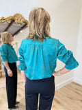 Boho Chic Jacquard Blouse Jade