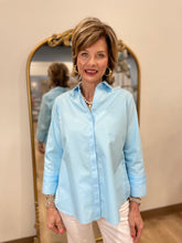 Foxcroft Brooke Pinpoint 3/4 Sleeve Shirt Soft Aqua