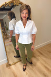 Foxcroft Lucia Elbow Puff Sleeve Blouse White