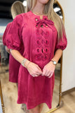 APNY Lace Up Dress Red