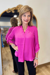 Renuar Roll Tab Sleeve Blouse Mulberry