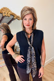 Renuar Animal Print Tie Sweater Black