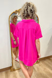 Golden Hour Collard Split Neck Dress Pink