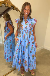 Umgee Floral Favorite Dress Blue