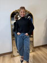 RENUAR Mock Neck Sweater With Fancy Buttons Black