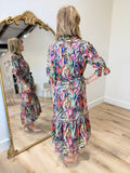 Boho Chic Geometric Print Shirt Dress Multi