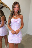 Rosie Floral Jacquard Mini Dress Lilac
