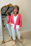 Multiples Tie Front Cardigan Coral Pink
