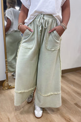 Tyler Mineral Washed Palazzo Pants Olive