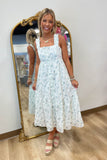 Ocean Breeze Midi Dress Blue Floral