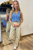 Ditsy Flower Barrel Leg Pants