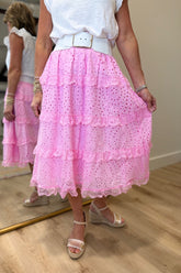 Joh Lizzie Eyelet Lace Skirt Bubblegum