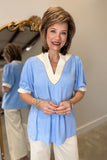 Umgee Bold Short Sleeve Blouse Periwinkle