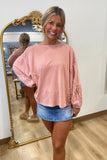 Eyelet Special Dolman Sleeve Top Peach