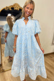 Blue Sunflower Eyelet Shirtdress
