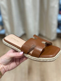 Kendra Slide Sandals Cutout H-Band Brown