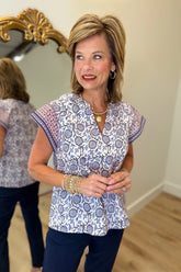 Dylan Kelsey Top Blue Floral