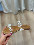 Two Band Slide Sandal with Pearl Details