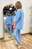 Joh Katie Knit Crepe Pant Set Dusty Blue