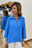 Claire Split Neck Blouse Periwinkle
