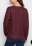 Charlie B Metallic Cable Knit Sweater Cabernet