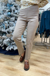 Multiples Pull On Ankle Pant Stone