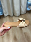 Bamboo Ruffled Band Sandal Natural Raffia