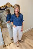 Elan Short Sleeve Denim Blouse