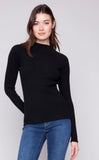 Charlie B Textured Mock Neck Sweater Black