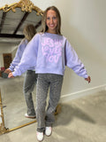Smiley Jesus Love You Crop Sweatshirt Purple